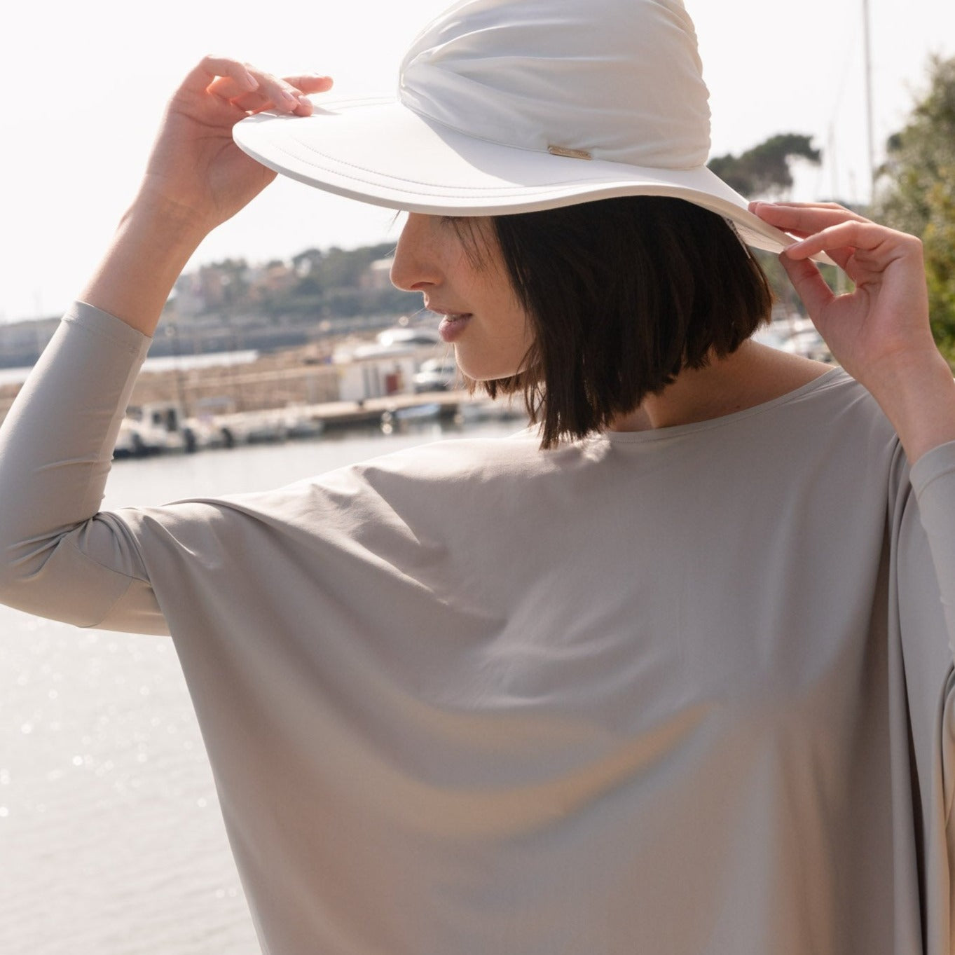 Bahamas UV Sun Hat White - Kalani sunwear | vista 4