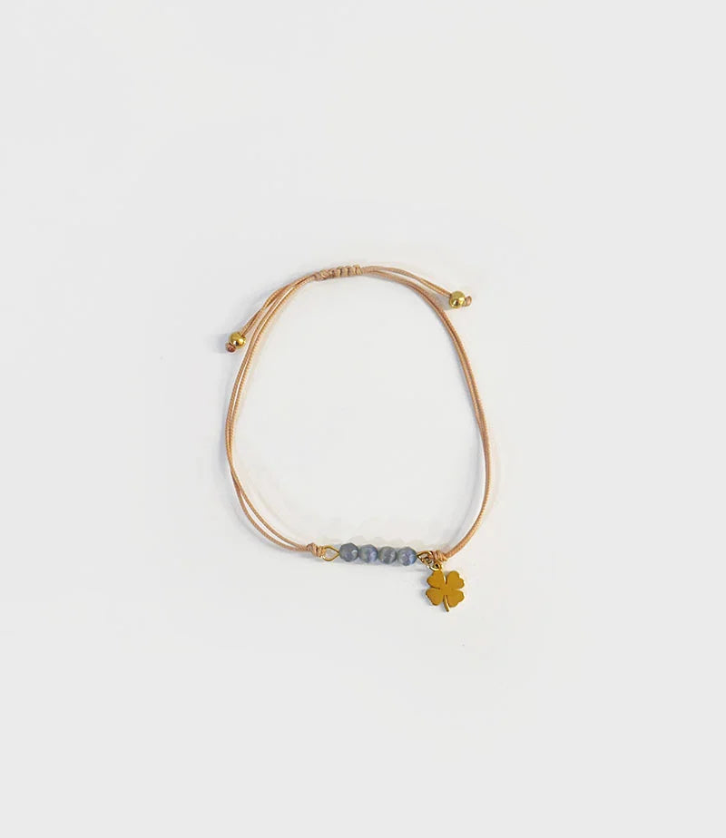 Pulseira Olho de Gato Cinza em Algodão e Aço Inoxidável - IrinasB | Jewelry