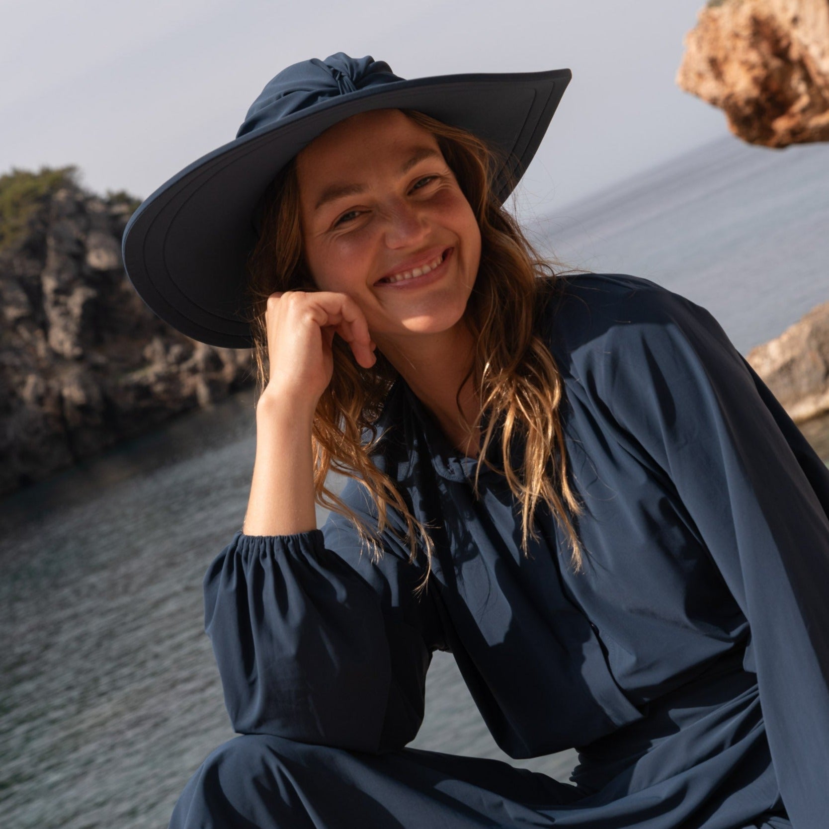 Bahamas UV Sun Hat Navy - Kalani sunwear | vista 3