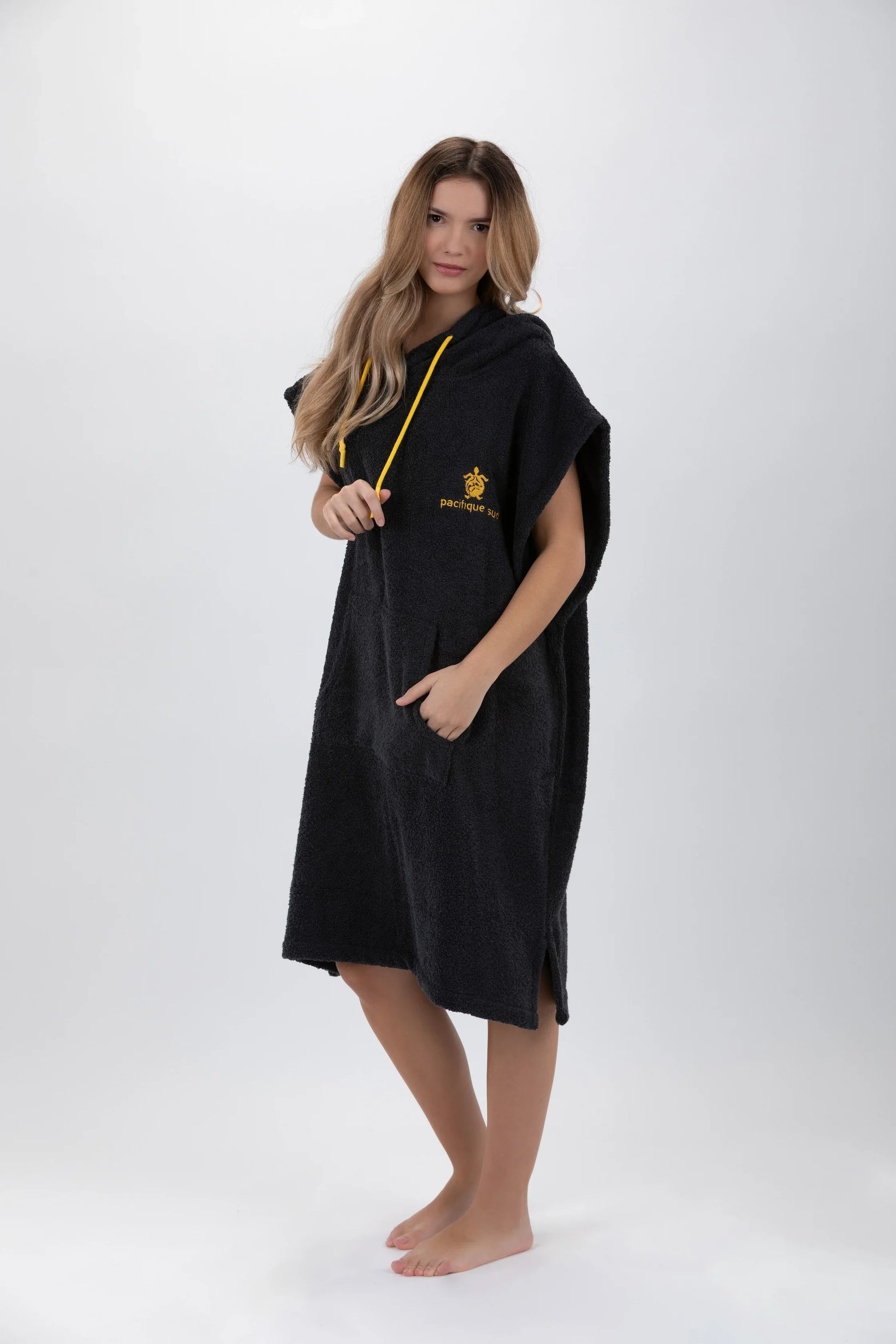 Poncho Cinza Escuro -Tamanho Médio - Algodão - Sem mangas Made in Portugal - Pacifique Sud | vista 5