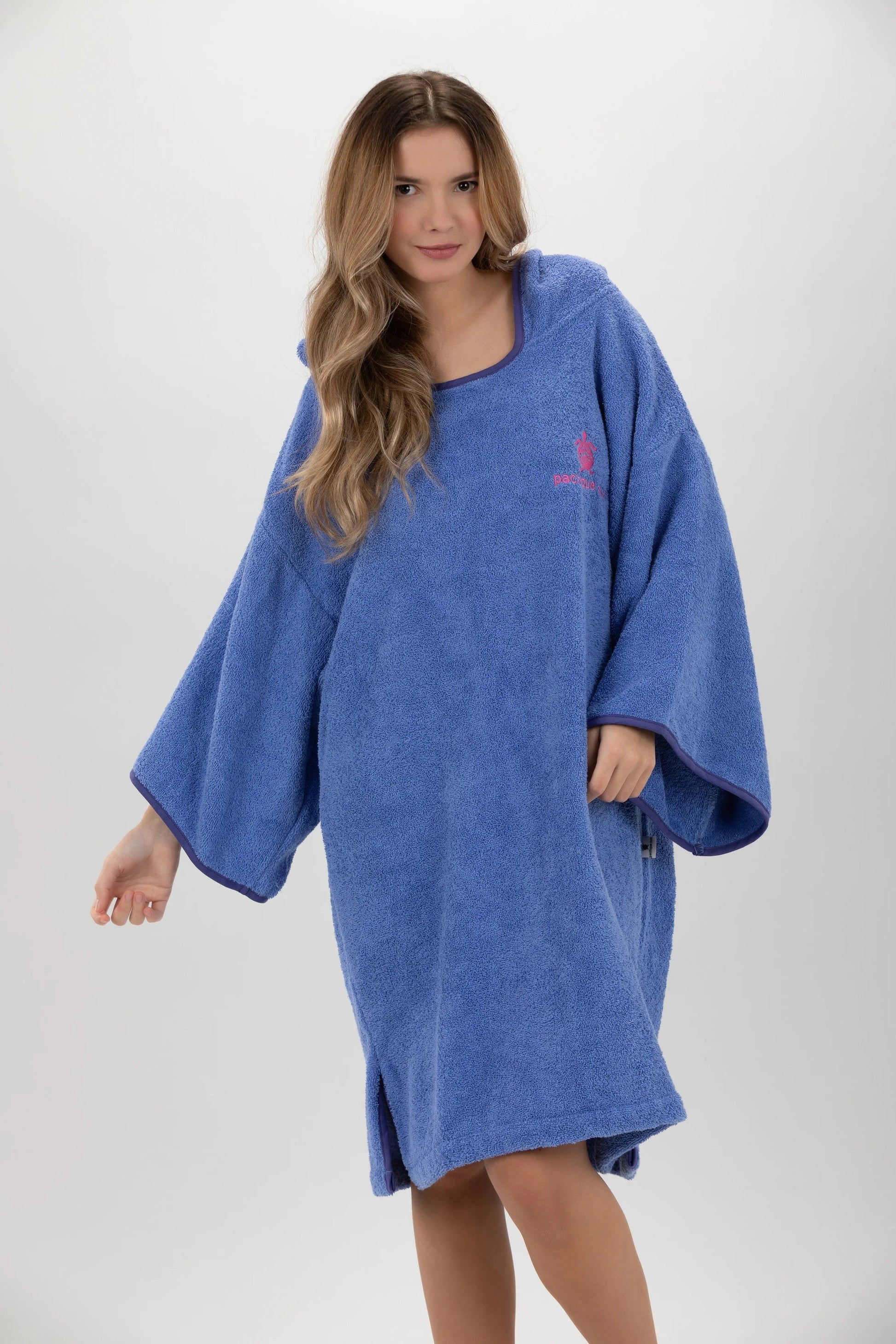 Poncho Roxo - Tamanho Único - Algodão - com mangas Made in Portugal - Pacifique Sud | vista 5