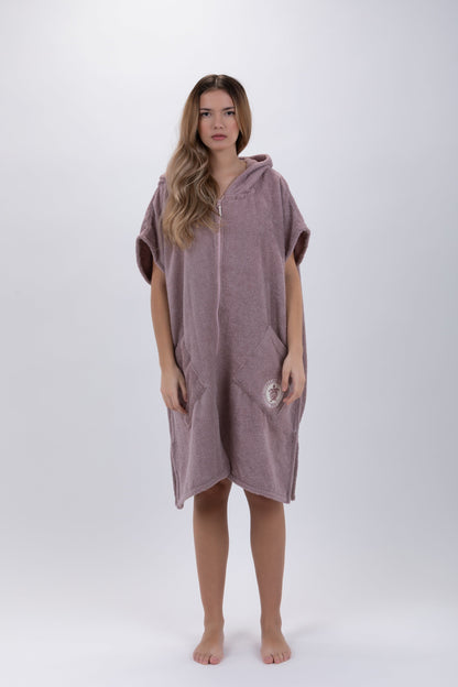 Poncho Castanho - Tamanho Único - Algodão - Sem mangas - Com Fecho Zip Made in Portugal - Pacifique Sud | Poncho Surf