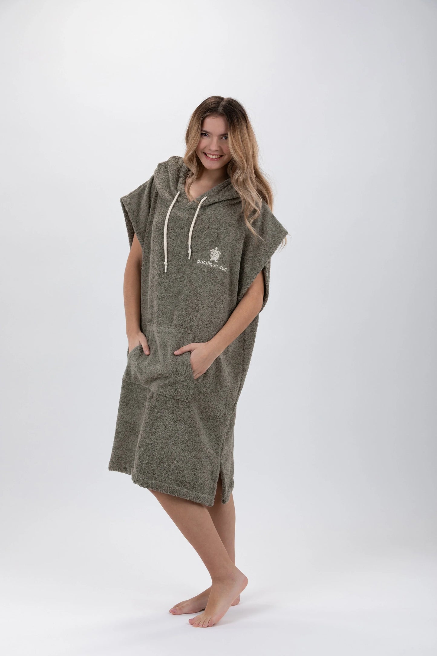 Poncho Verde - Tamanho Médio - Algodão - sem mangas