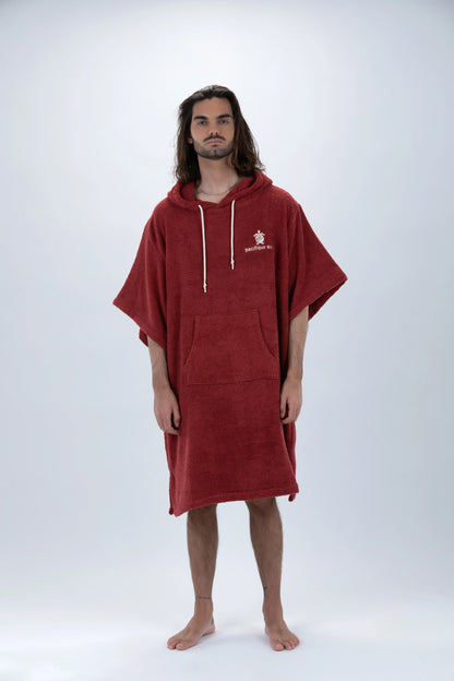 Poncho Bordô - Tamanho Único - Algodão - com mangas Made in Portugal - Pacifique Sud | Poncho Surf