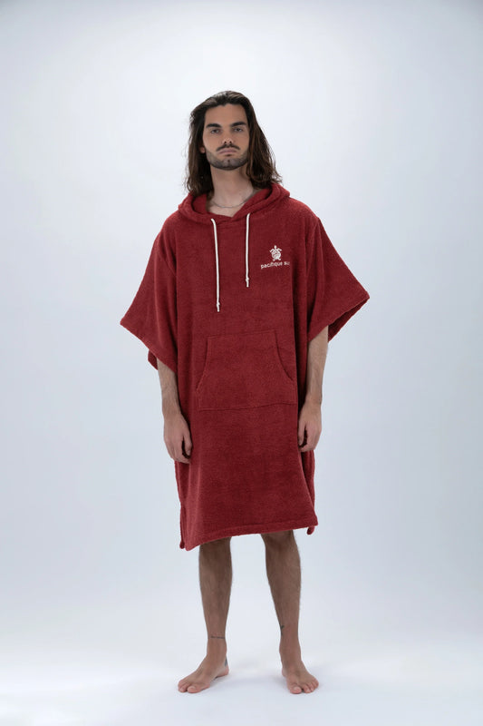 Poncho Bordô - Tamanho Único - Algodão - com mangas Made in Portugal - Pacifique Sud | Poncho Surf