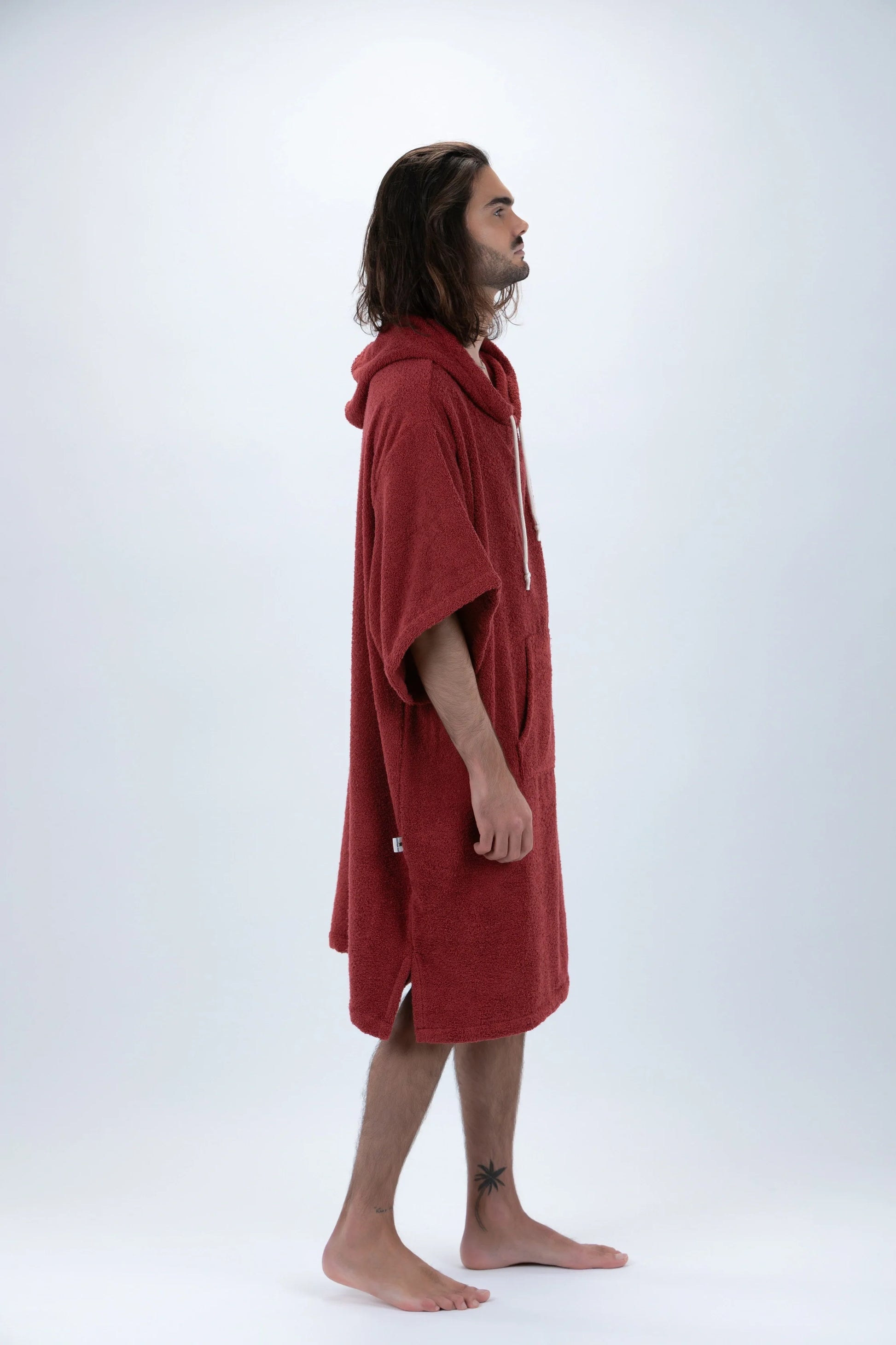 Poncho Bordô - Tamanho Único - Algodão - com mangas Made in Portugal - Pacifique Sud | vista 4
