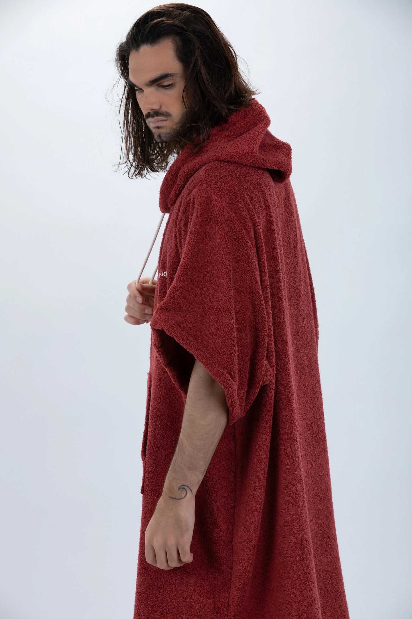 Poncho Bordô - Tamanho Único - Algodão - com mangas Made in Portugal - Pacifique Sud | vista 7
