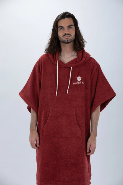 Poncho Bordô - Tamanho Único - Algodão - com mangas Made in Portugal - Pacifique Sud | vista 8