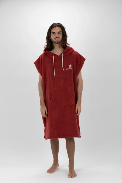 Poncho Bordô - Tamanho Largo - Algodão - sem mangas Made in Portugal - Pacifique Sud | Poncho Surf