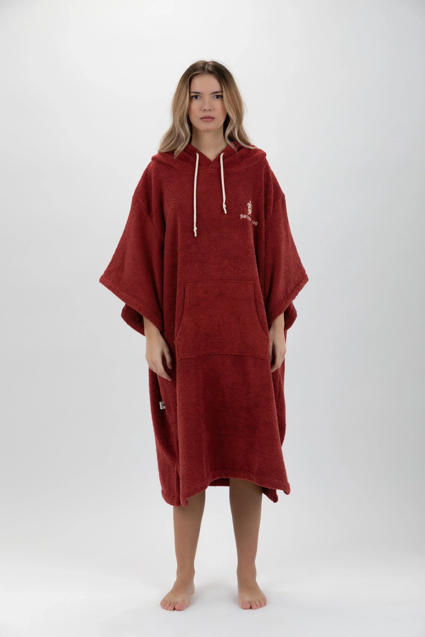 Poncho Bordô - Tamanho Único - Algodão - com mangas Made in Portugal - Pacifique Sud | vista 2