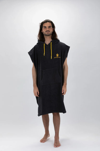 Poncho Cinza Escuro - Tamanho Largo - Algodão - Sem mangas Made in Portugal - Pacifique Sud | Poncho Surf
