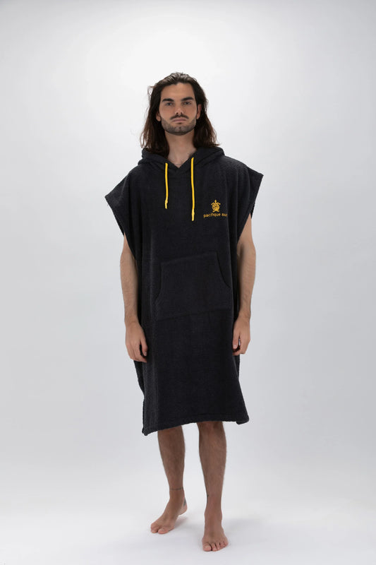 Poncho Cinza Escuro - Tamanho Largo - Algodão - Sem mangas Made in Portugal - Pacifique Sud | Poncho Surf