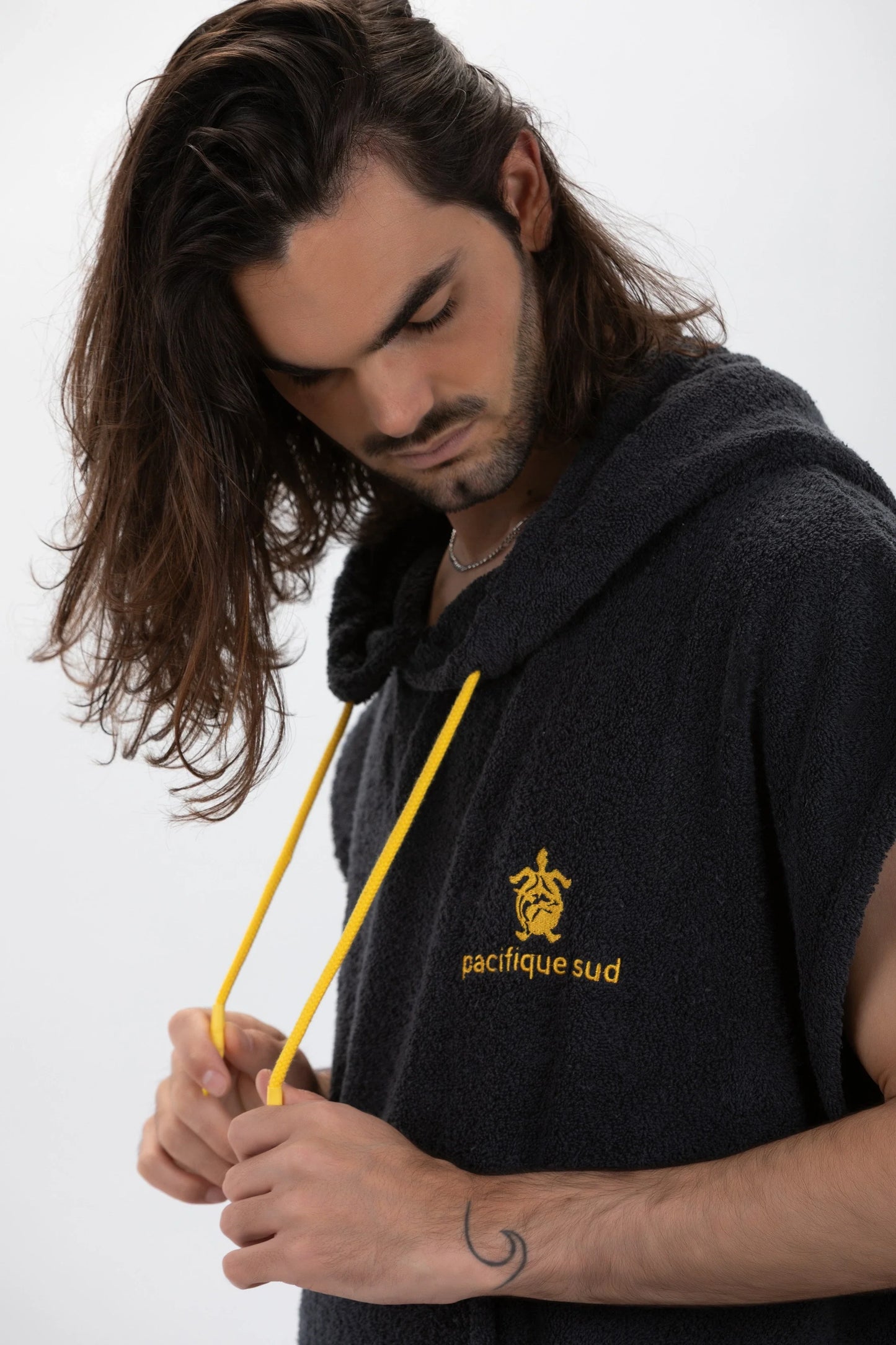 Poncho Cinza Escuro - Tamanho Largo - Algodão - Sem mangas Made in Portugal - Pacifique Sud | vista 9