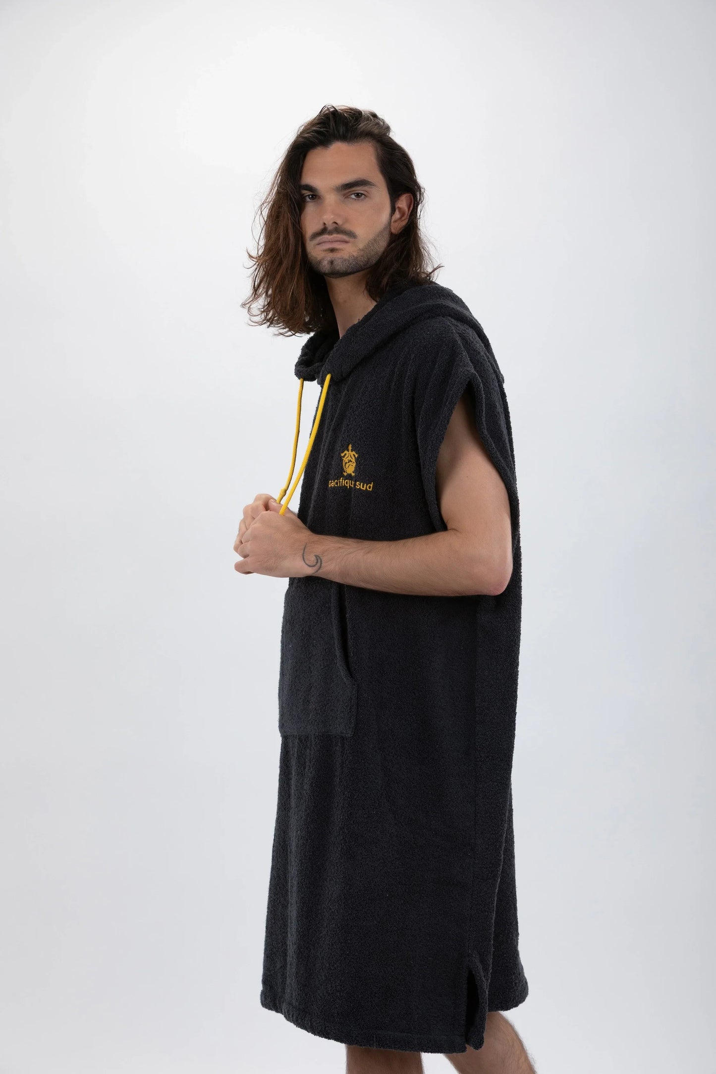 Poncho Cinza Escuro - Tamanho Largo - Algodão - Sem mangas Made in Portugal - Pacifique Sud | vista 8