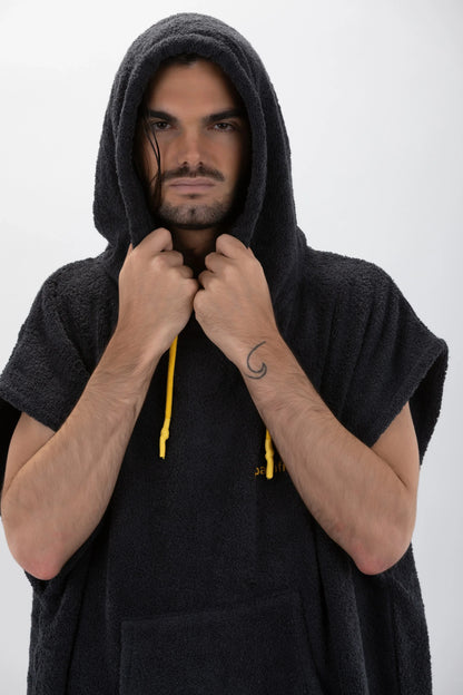 Poncho Cinza Escuro - Tamanho Largo - Algodão - Sem mangas Made in Portugal - Pacifique Sud | vista 7