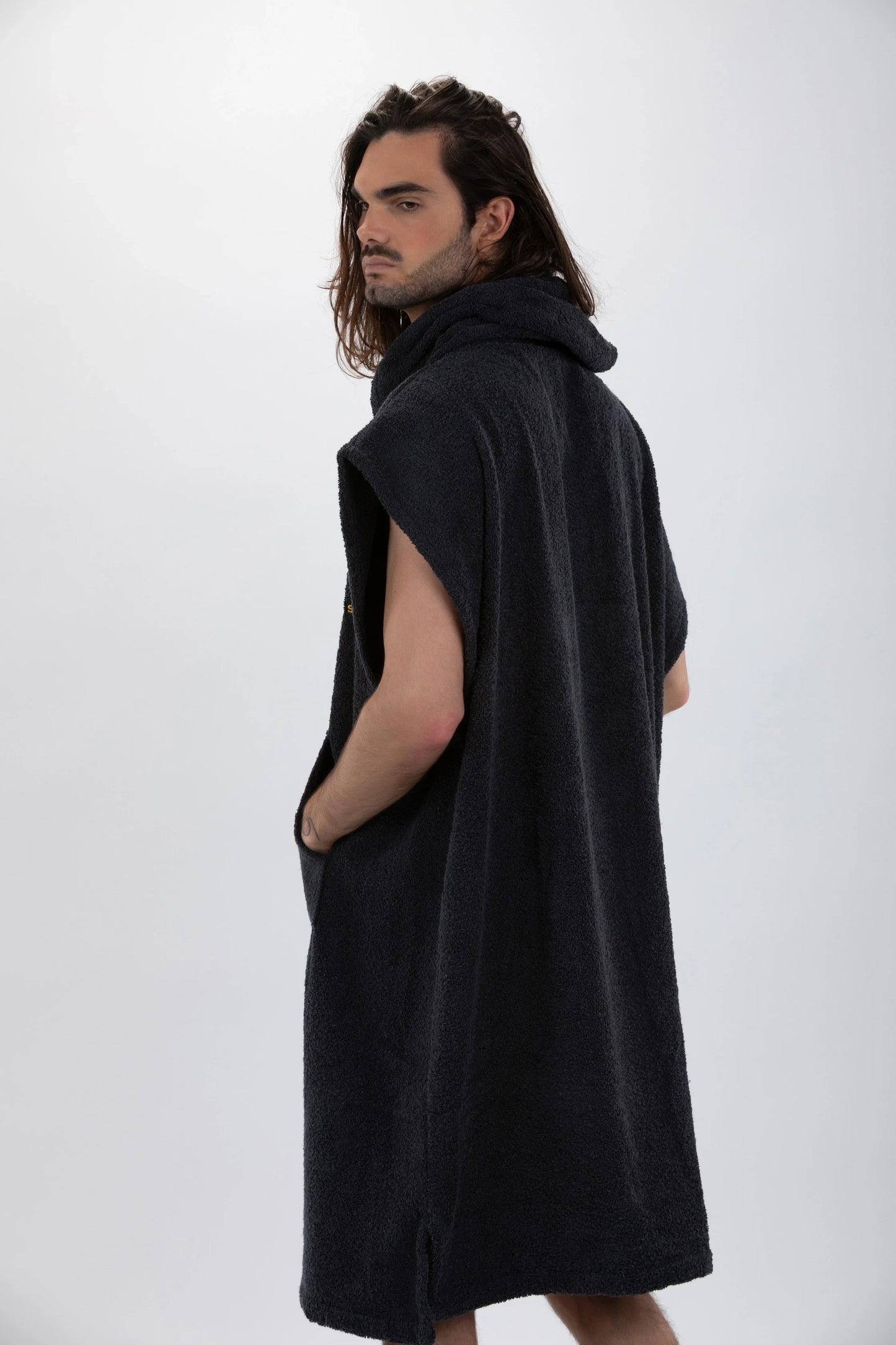 Poncho Cinza Escuro - Tamanho Largo - Algodão - Sem mangas Made in Portugal - Pacifique Sud | vista 6