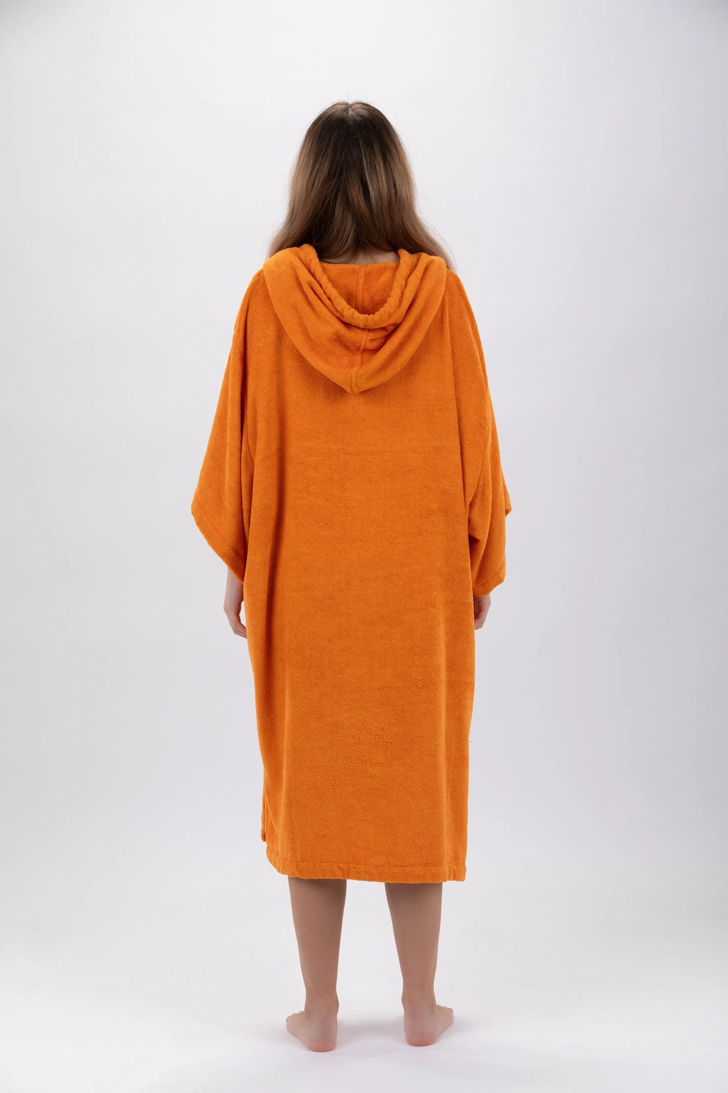 Poncho Laranja - Tamanho Único - Tencel - Com mangas Made in Portugal - Pacifique Sud | vista 4