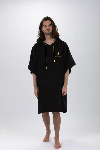 Poncho Preto - Tamanho Único - Tencel - Com mangas Made in Portugal - Pacifique Sud | Poncho Surf
