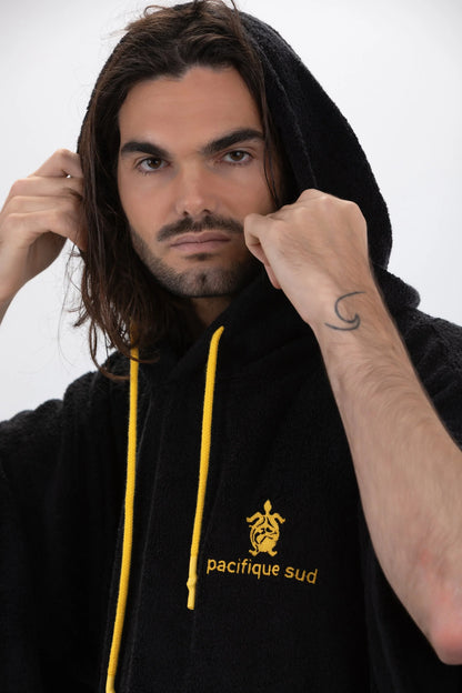 Poncho Preto - Tamanho Único - Tencel - Com mangas Made in Portugal - Pacifique Sud | vista 9