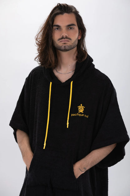 Poncho Preto - Tamanho Único - Tencel - Com mangas Made in Portugal - Pacifique Sud | vista 8