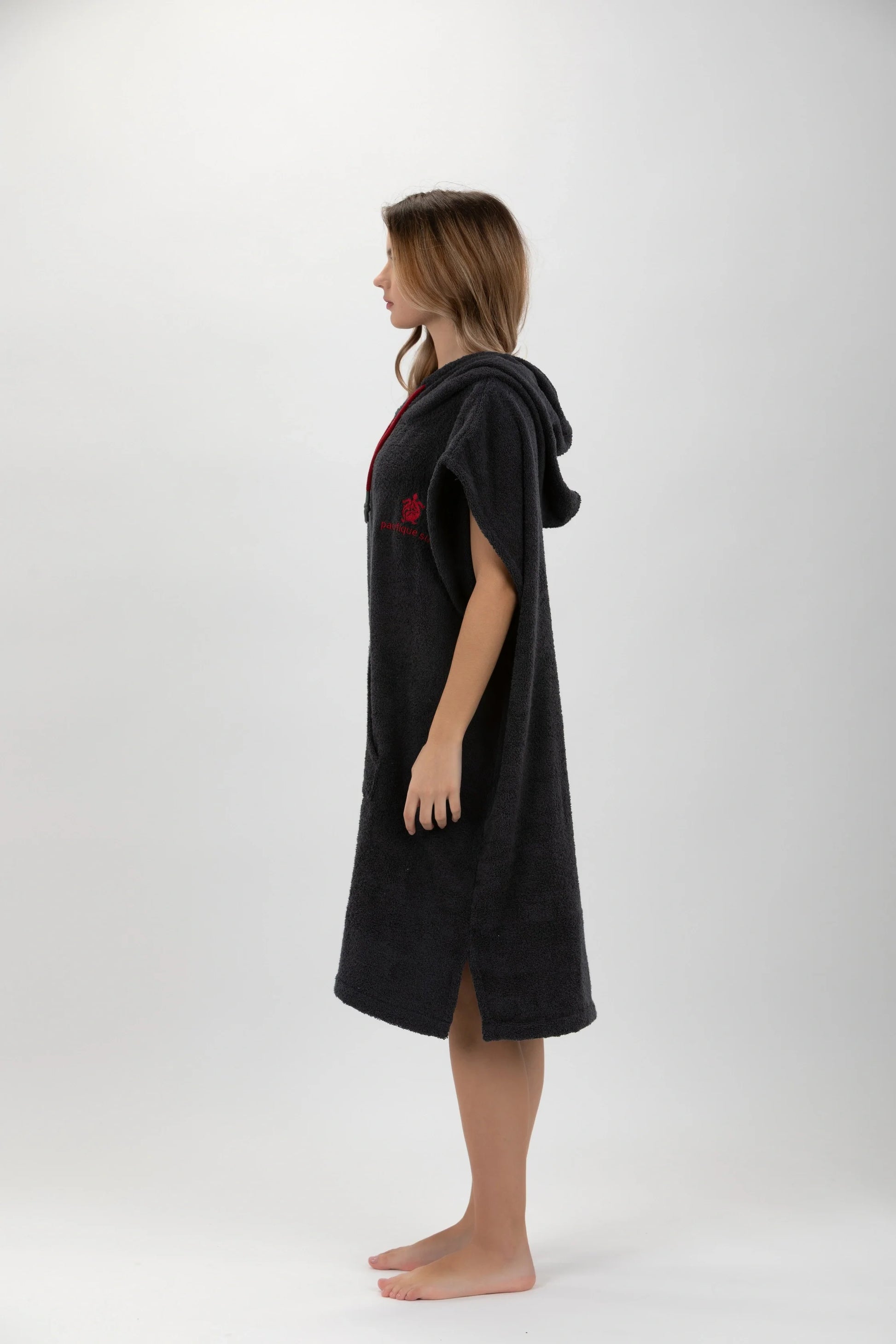 Poncho Cinza Escuro -Tamanho Médio - Algodão - sem mangas Made in Portugal - Pacifique Sud | vista 2