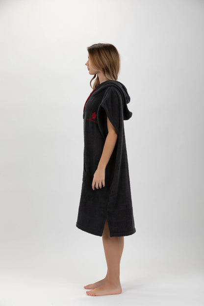 Poncho Cinza Escuro -Tamanho Médio - Algodão - sem mangas Made in Portugal - Pacifique Sud | vista 2
