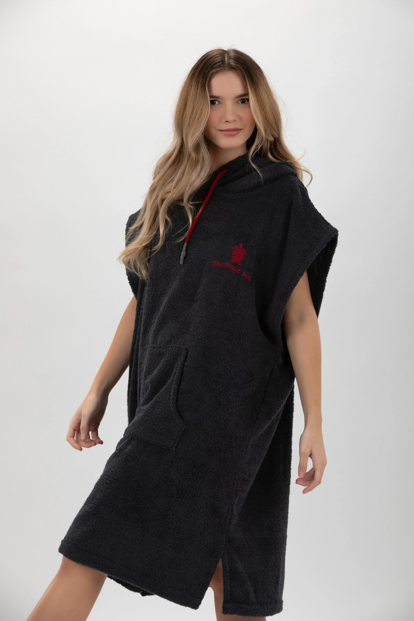 Poncho Cinza Escuro -Tamanho Médio - Algodão - sem mangas Made in Portugal - Pacifique Sud | vista 5