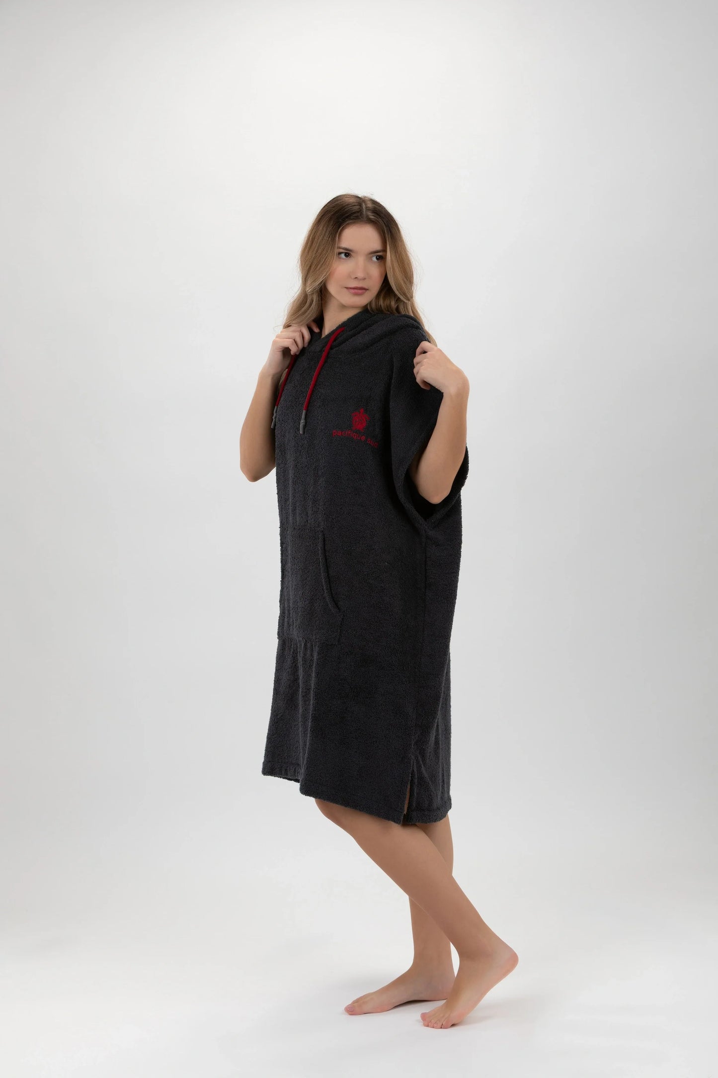 Poncho Cinza Escuro -Tamanho Médio - Algodão - sem mangas Made in Portugal - Pacifique Sud | vista 6