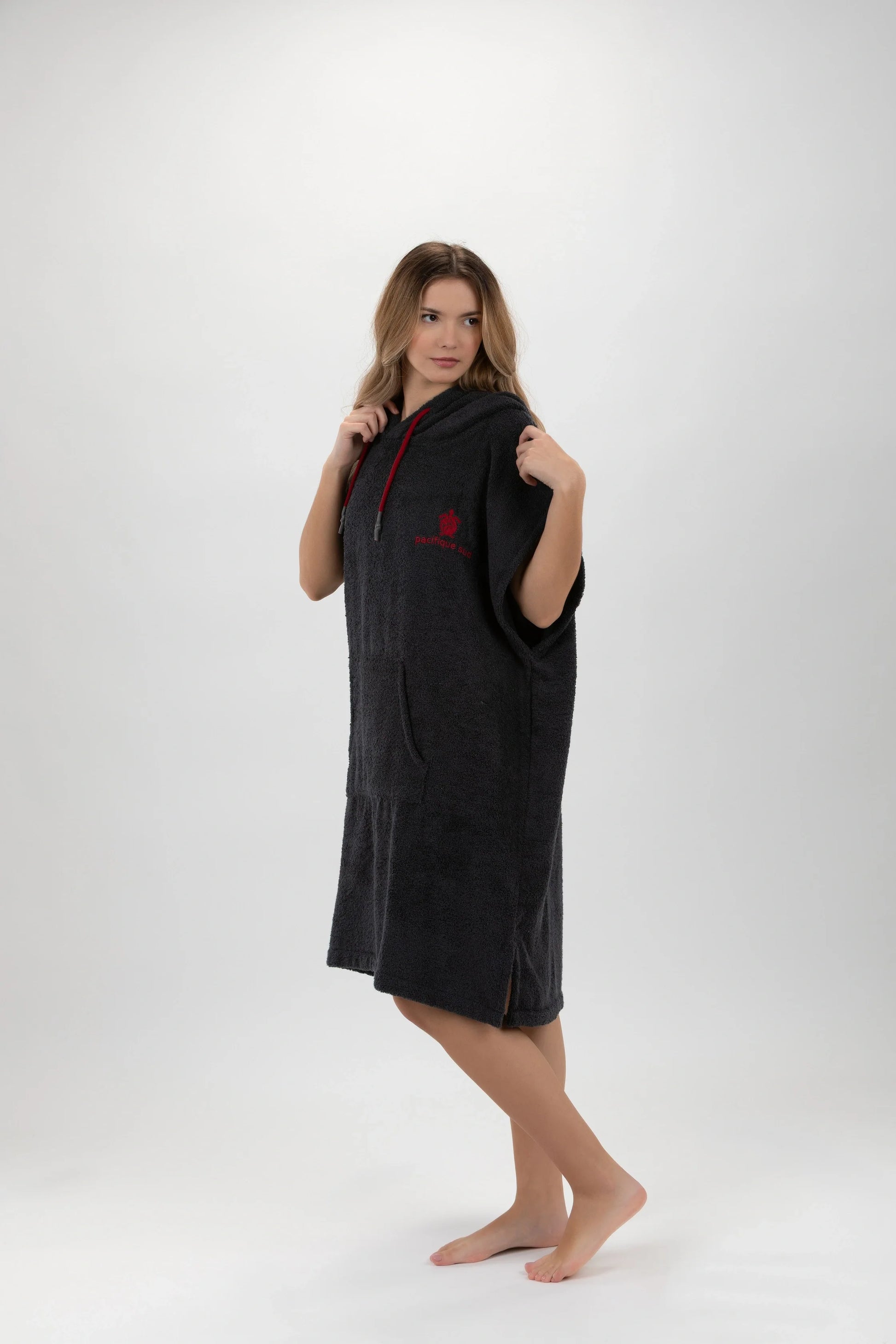 Poncho Cinza Escuro -Tamanho Médio - Algodão - sem mangas Made in Portugal - Pacifique Sud | vista 6