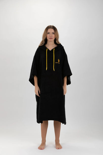 Poncho Preto - Tamanho Único - Tencel - Com mangas Made in Portugal - Pacifique Sud | vista 2