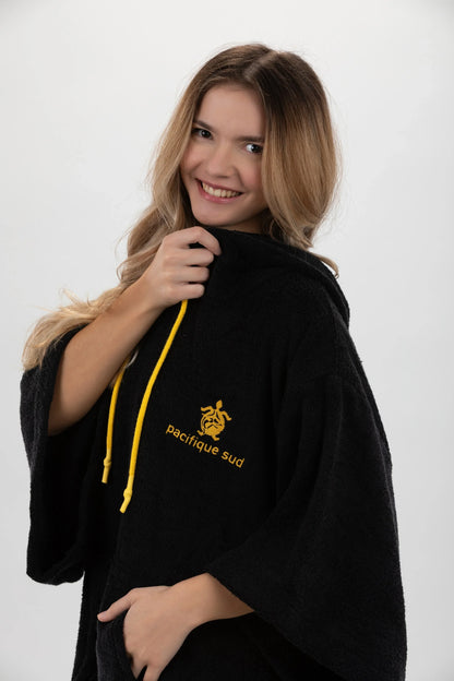 Poncho Preto - Tamanho Único - Tencel - Com mangas Made in Portugal - Pacifique Sud | vista 14
