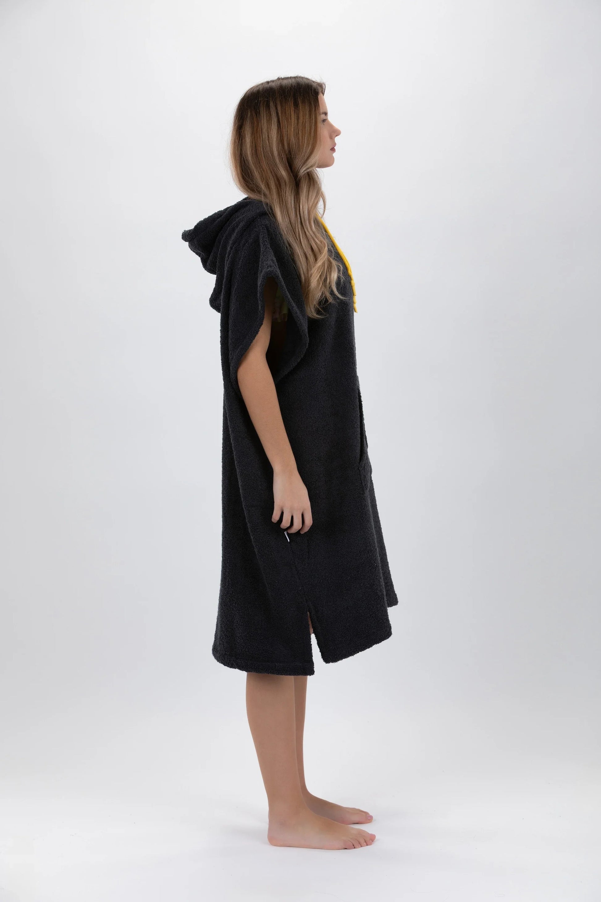 Poncho Cinza Escuro -Tamanho Médio - Algodão - Sem mangas Made in Portugal - Pacifique Sud | vista 4