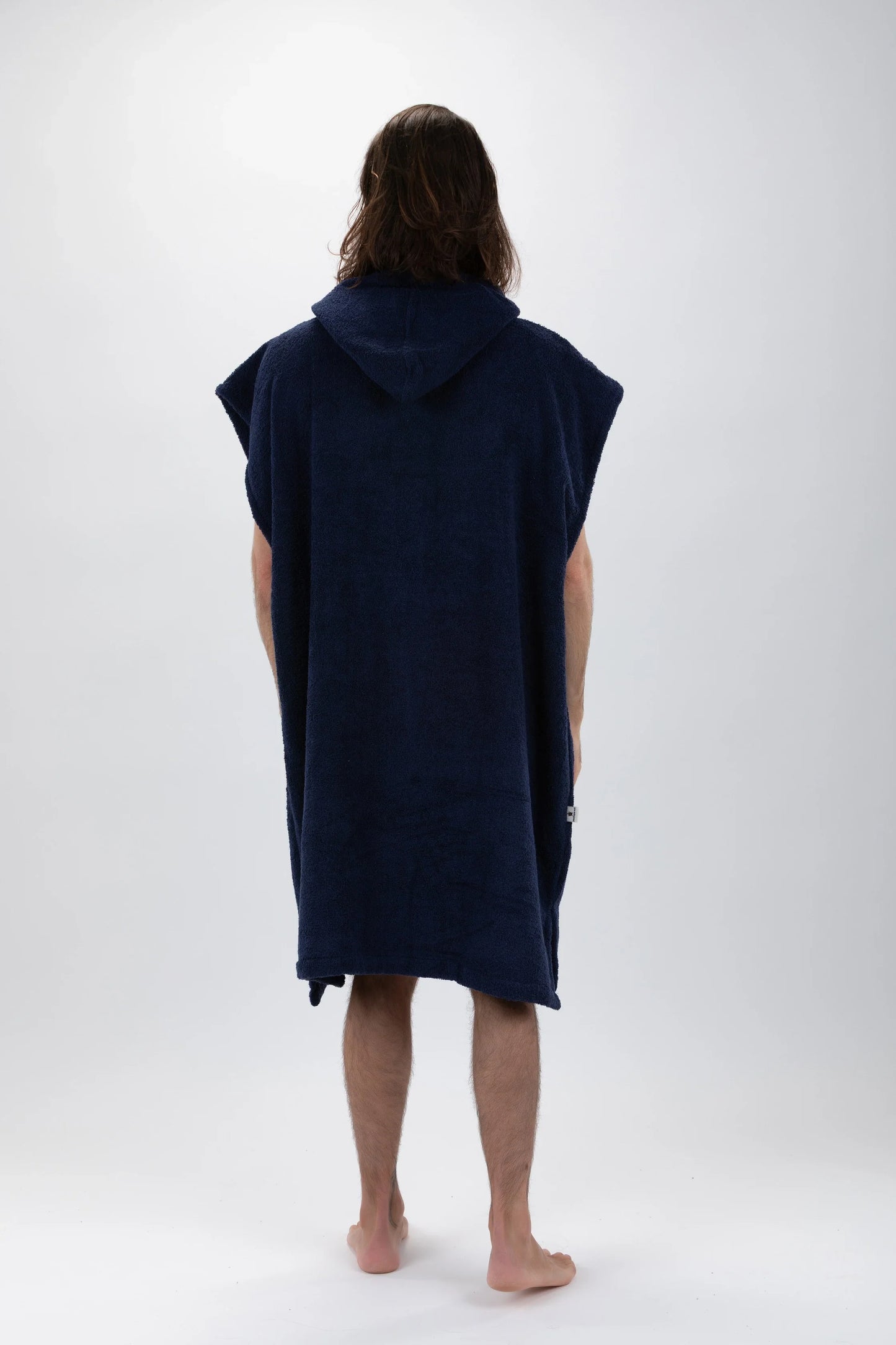 Poncho Surf Azul Grande sem Mangas — Algodão Artesanal Made in Portugal - Pacifique Sud | vista 3