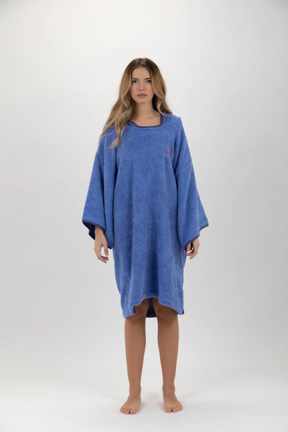 Poncho Roxo - Tamanho Único - Algodão - com mangas Made in Portugal - Pacifique Sud | Poncho Surf