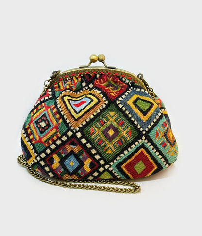 Bolsa Tecido Colorida com Padrão Geométrico - IrinasB | Bolsas