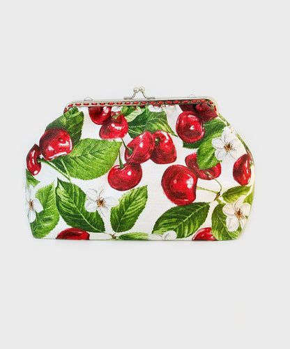 Estojo Necessaire com Tecido de Cerejas - IrinasB | Bolsas