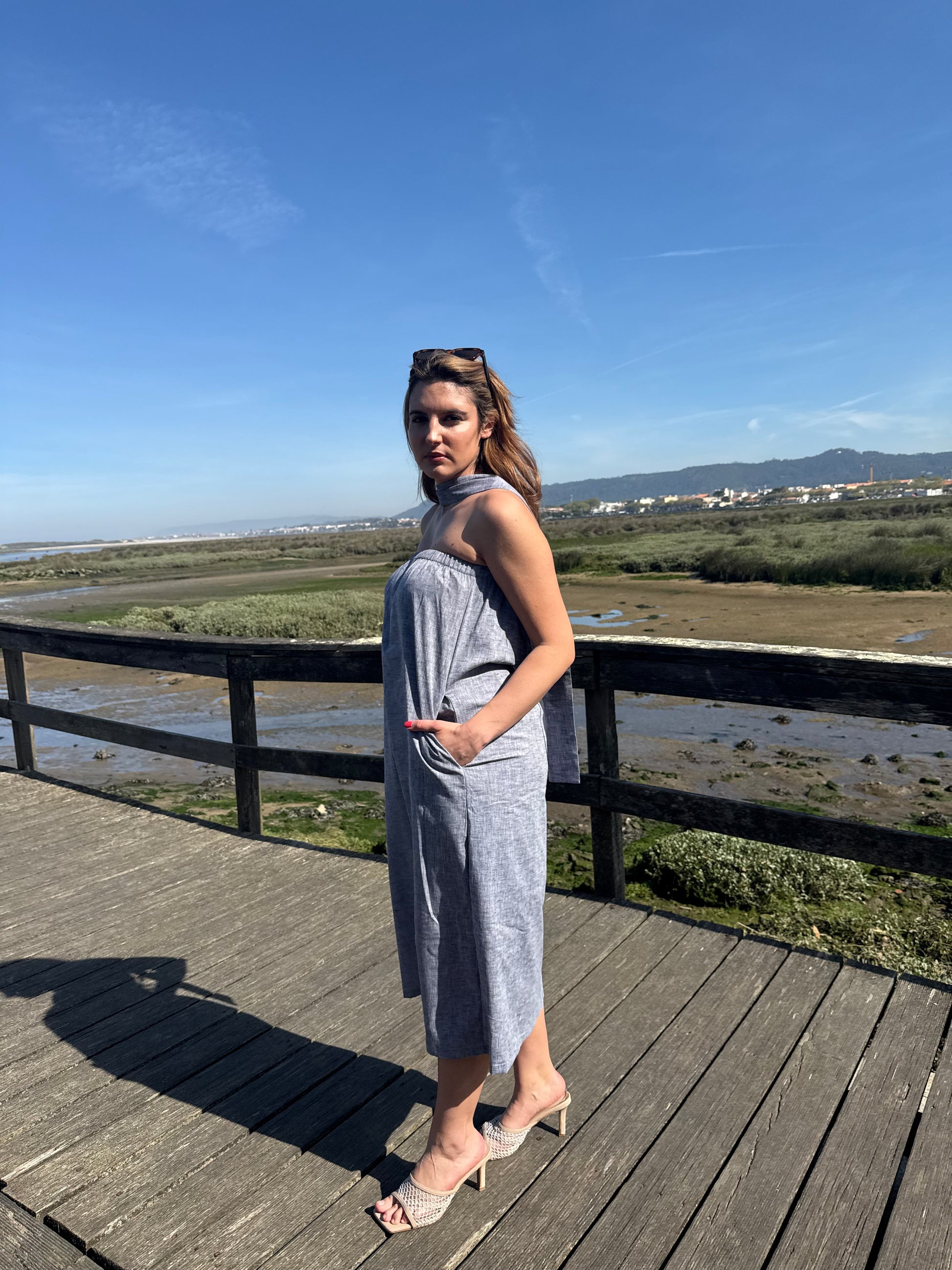 Vestido Midi em Linho Made in Portugal - Limon Rose | vista 2
