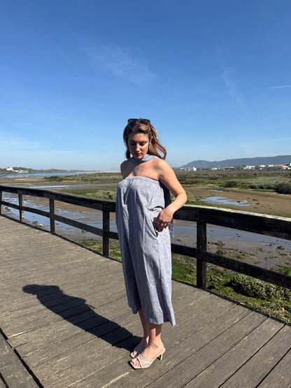 Vestido Midi em Linho Made in Portugal - Limon Rose | vista 4