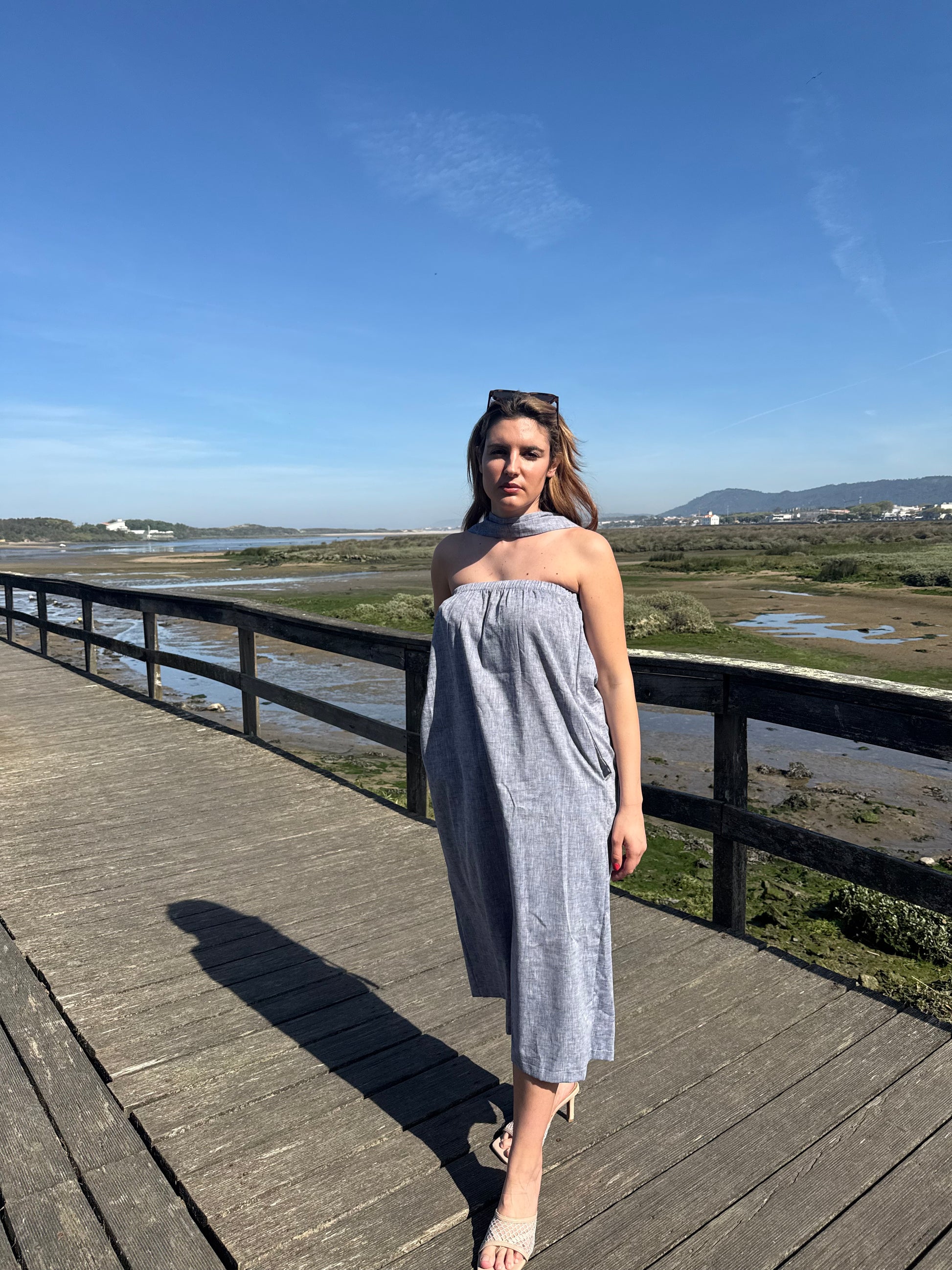 Vestido Midi em Linho Made in Portugal - Limon Rose | vista 5