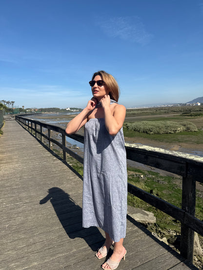 Vestido Midi em Linho Made in Portugal - Limon Rose | vista 8