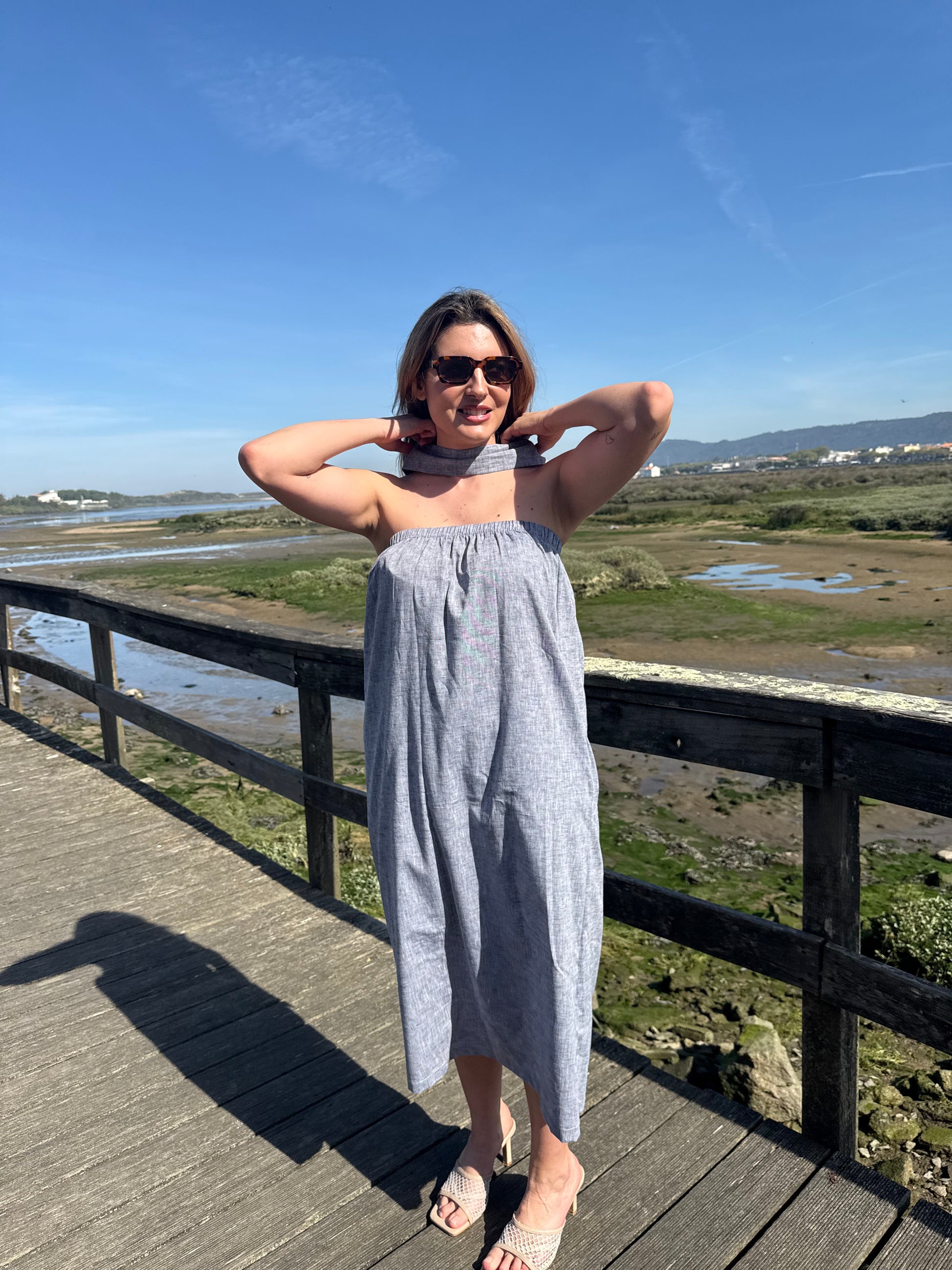 Vestido Midi em Linho Made in Portugal - Limon Rose | vista 9