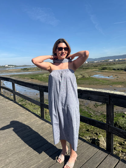 Vestido Midi em Linho Made in Portugal - Limon Rose | vista 9