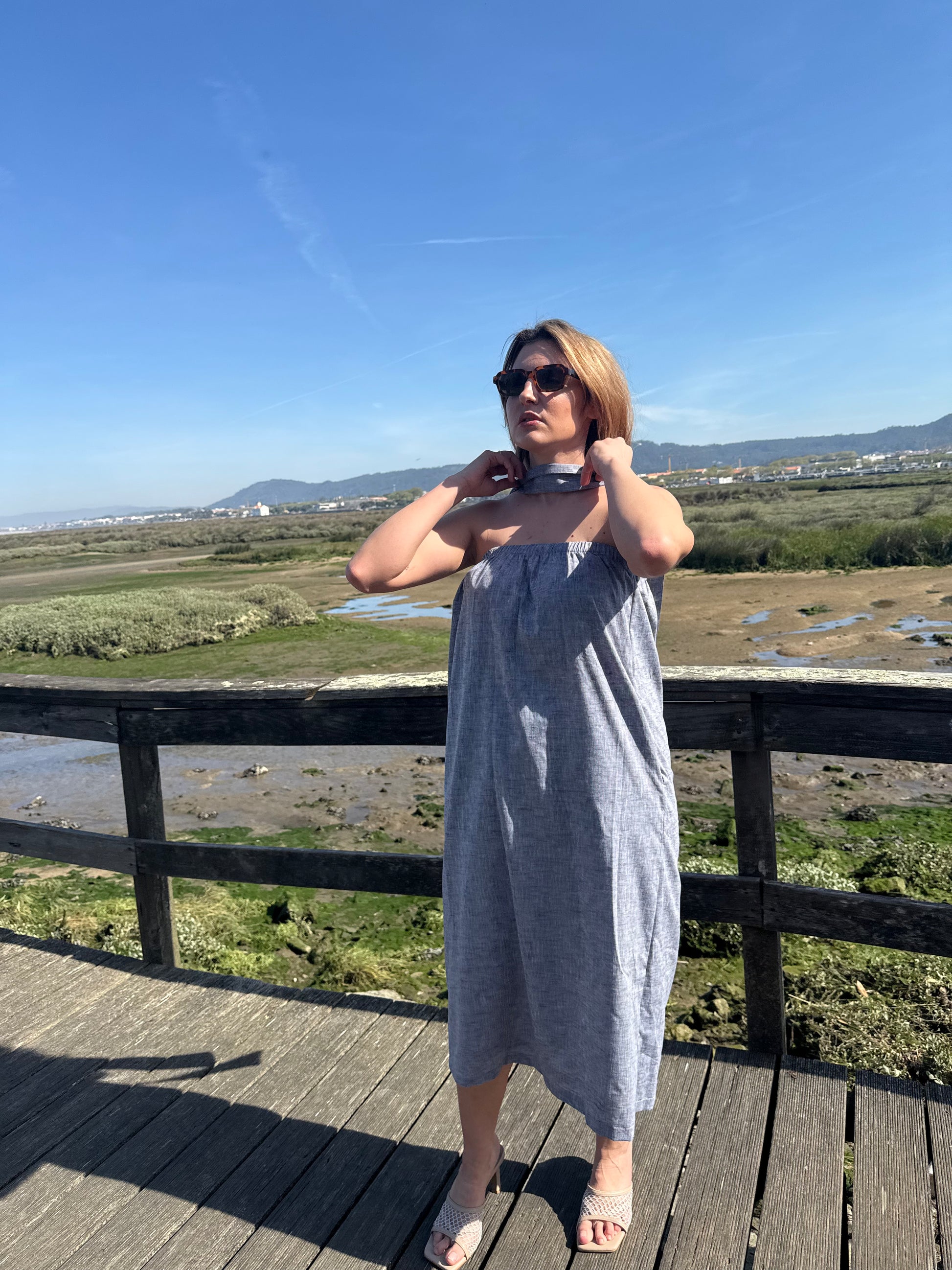 Vestido Midi em Linho Made in Portugal - Limon Rose | vista 10