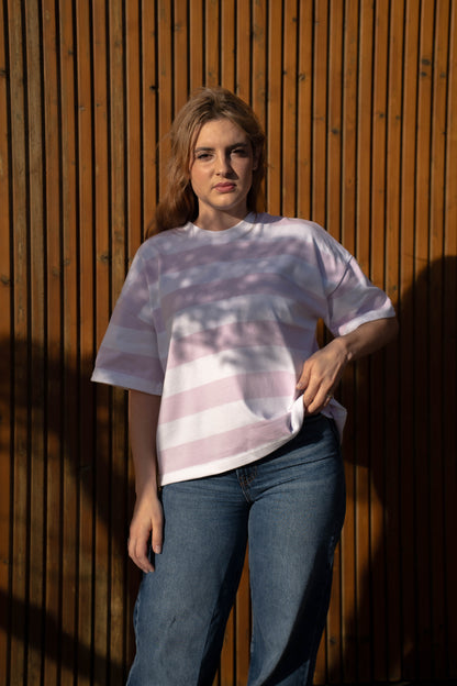T-Shirt Oversize Multistripe Made in Portugal - Limon Rose | vista 5