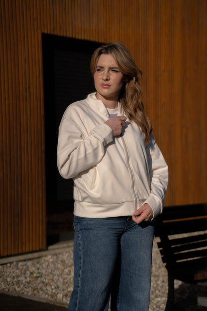 Bomber Jacket em Marfim Made in Portugal - Limon Rose | vista 3