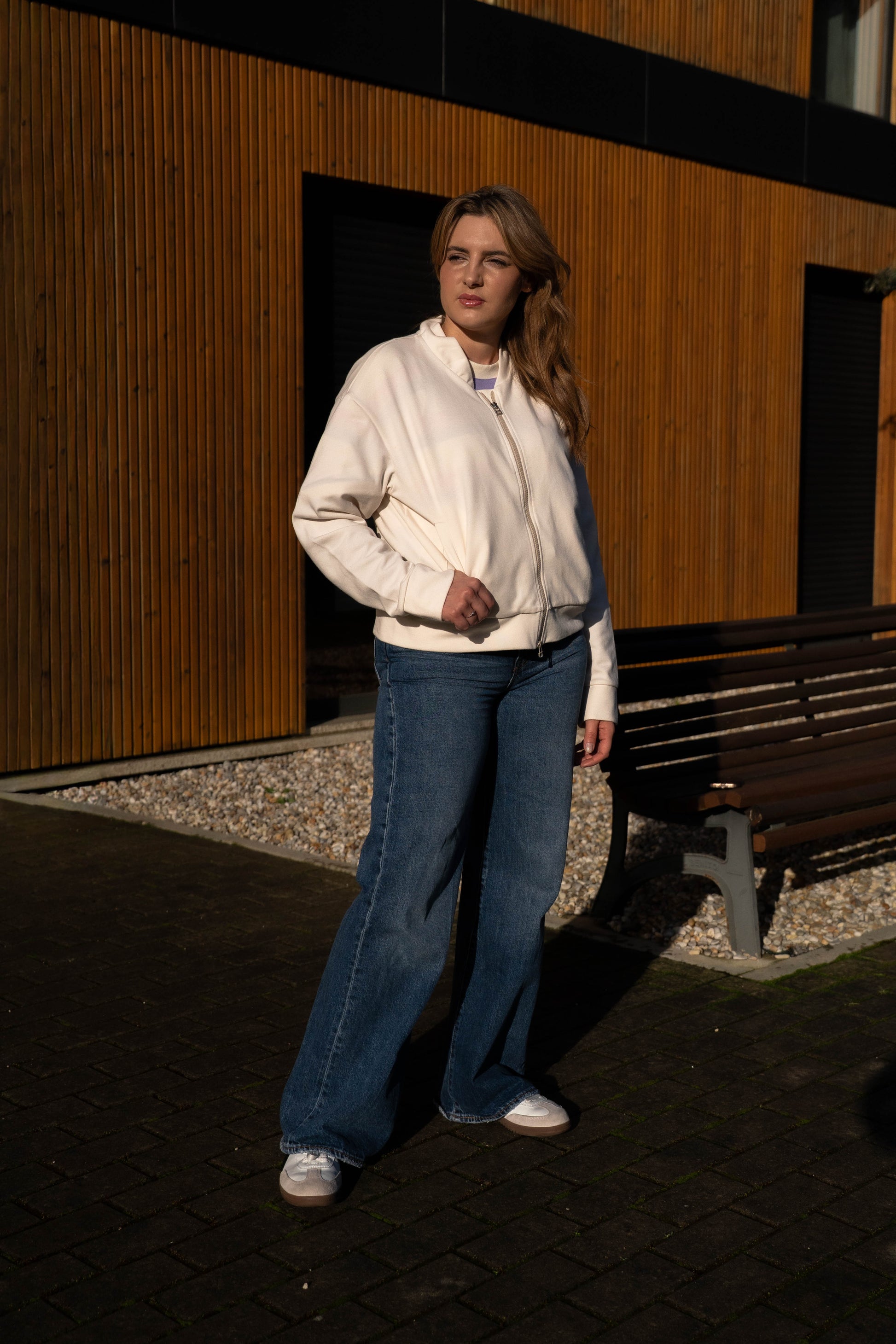 Bomber Jacket em Marfim Made in Portugal - Limon Rose | vista 4