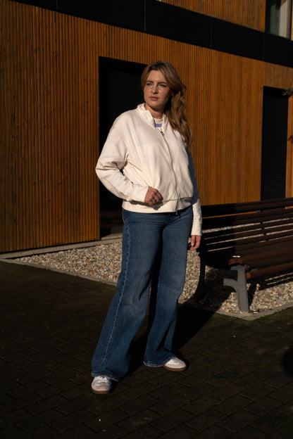 Bomber Jacket em Marfim Made in Portugal - Limon Rose | vista 4
