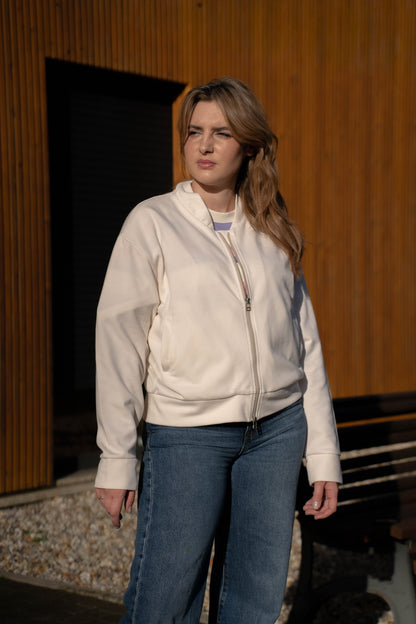 Bomber Jacket em Marfim Made in Portugal - Limon Rose | vista 5