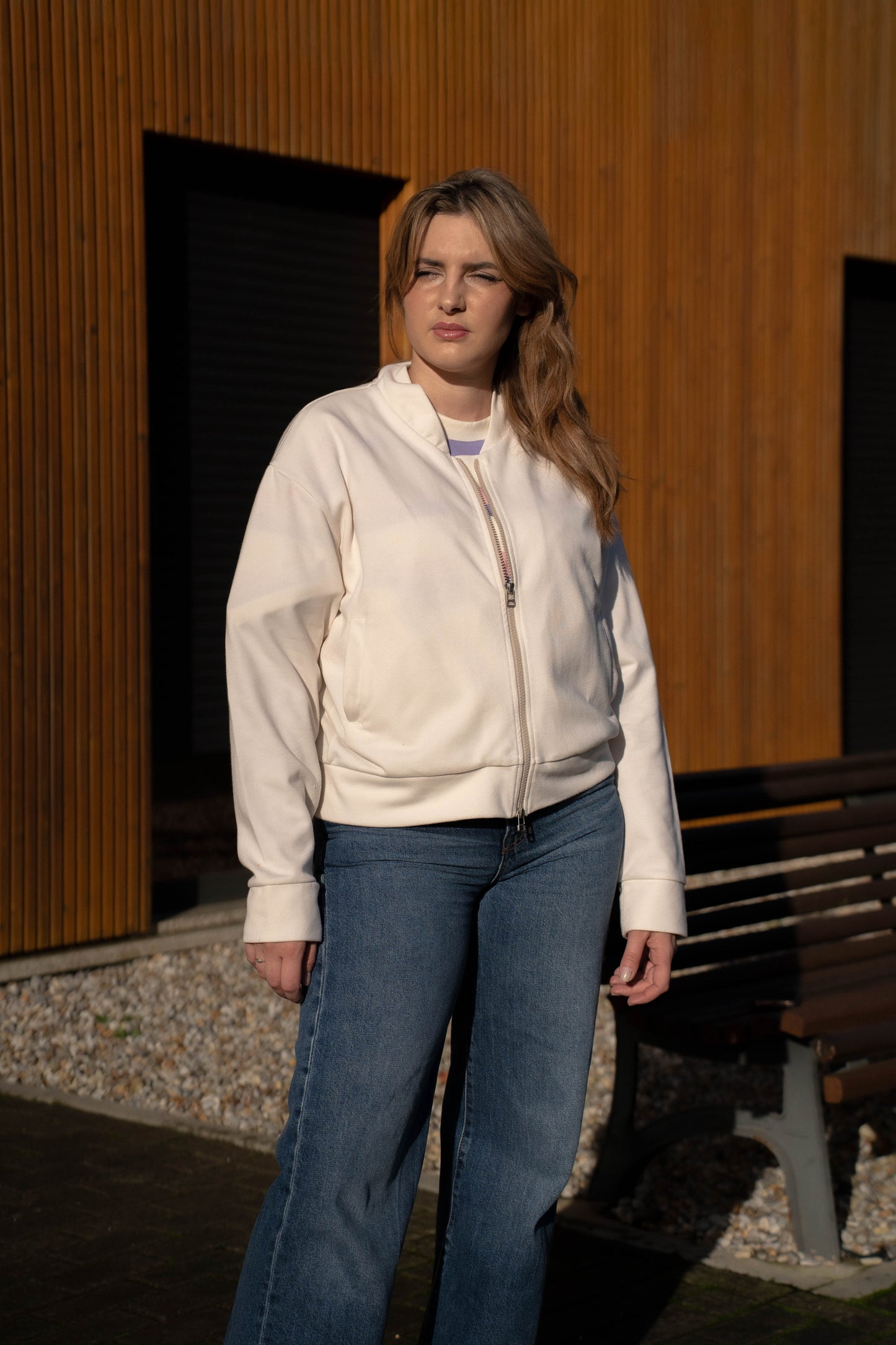 Bomber Jacket em Marfim Made in Portugal - Limon Rose | vista 6