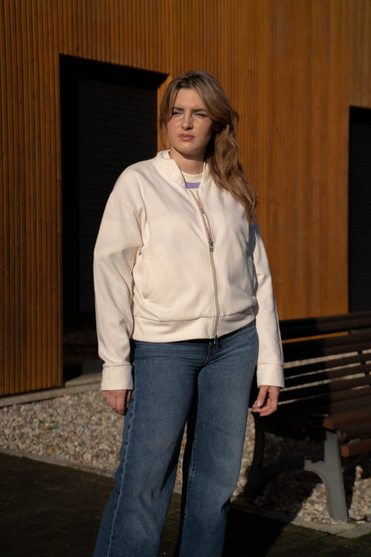 Bomber Jacket em Marfim Made in Portugal - Limon Rose | vista 6